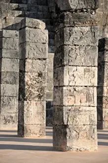Carved Stone Mayan Warrior Columns, Chichen Itza