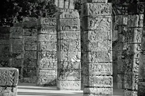 Carved Stone Mayan Warrior Columns, Chichen Itza
