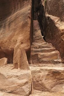 Images Dated 2nd March 2016: Carving of a caravan man and his camel, the Siq, Petra, Jordan