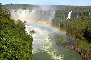 Images Dated 17th April 2008: Cascades with rainbow Iguazu Waterfalls Argentina Brazil