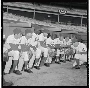 Coaching Prints: Casey Stengel Coaching His Players Before Baseball Game