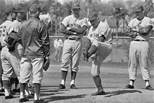 Casey Stengel Demonstrating How to Pitch