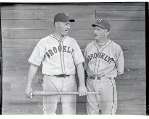 Orlando Prints: Casey Stengel and Ken Strong Posing with Baseball Bat in Uniform