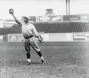 Casey Stengel New York Giant Outfielder Bending for a Catch