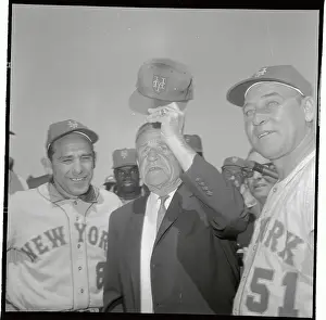 Casey Stengel Reacting Due to Becoming a Hall of Famer