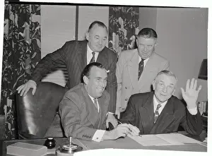 Casey Stengel Signing Contract with Yankee Officials