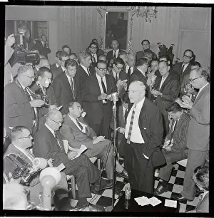 Casey Stengel Speaking at Microphone