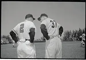 Bradenton Prints: Casey Stengel Talking with Fred Haney on Baseball Field
