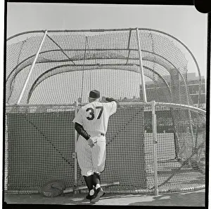 Casey Stengel Watching Team Players Near Batting Cage