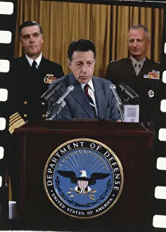 Barrow Prints: Caspar Weinberger Holding Press Conference