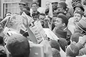 Cassius Clay Greeting Crowd of Fans