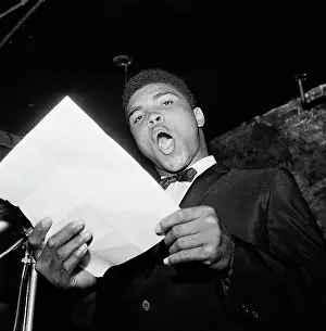Cassius Clay Performing in Poetry Reading Contest