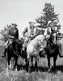 Equestrians Prints: Cast of Bonanza on Horseback