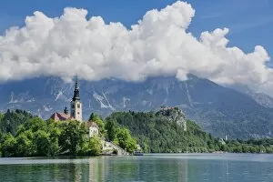 Images Dated 9th May 2012: Castle and Mary Pilgrimage Church in Bled, Sloveni