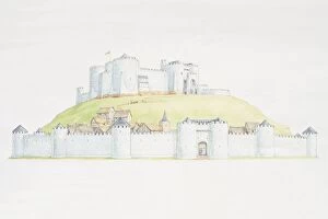 Images Dated 21st August 2006: Castle on mound overlooking settlement surrounded by town wall