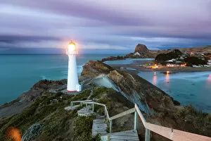 Images Dated 28th April 2015: Castle Point lighthouse at dawn, Wellington region, New Zealand