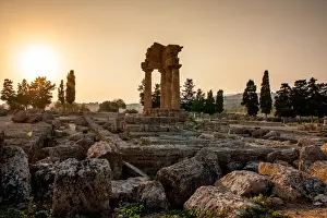 Agrigento Prints: Castor and Pollux and sunset