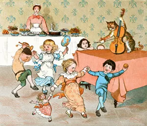 Images Dated 29th April 2014: The cat and the fiddle with dancing children