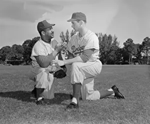 Catcher Roy Campanella Talks with Pitcher Sandy Koufax