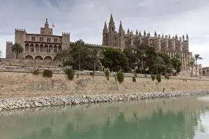 Palaces Prints: The cathedral La Seu and the Almundaina Palace in Palma