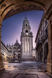Clock Tower Collection: Cathedral of Santiago de Compostela from Plaza de las Platerias, Spain