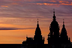 Images Dated 6th December 2016: Cathedral of Santiago de Compostela at sunset, Galicia. Spain