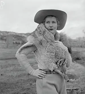 Catherine Dale Owen Davis Wearing Fur Scarf