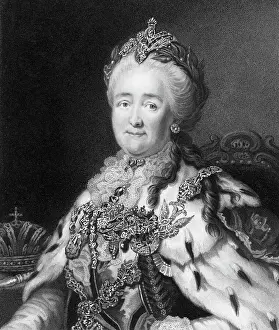 Lace Prints: Catherine II Engraving by Richard Woodman