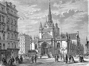 The Catholic parish church of Saint-Laurent in Paris was begun in the 15th century in the late Gothic style and completed in the 18th century, 1869, France, Historic, digitally restored reproduction of a 19th century original