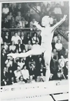 Cathy Rigby Exercising on Beam