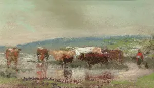 Bovine Prints: Cattle in a Stream