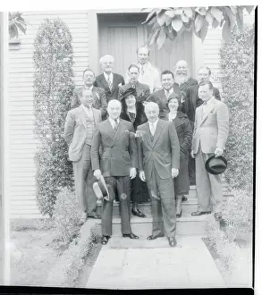 Cecil B Prints: Cecil B. Demille Standing With Surviving Members of Cast