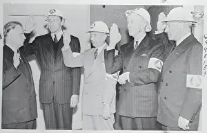 Cecil B. Demille and Others Are Sworn Into the Civilian Defense Army