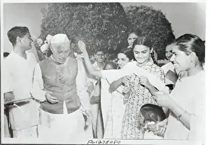Old Delhi Prints: Celebrants Sprinkling Powder on Jawaharlal Nehru