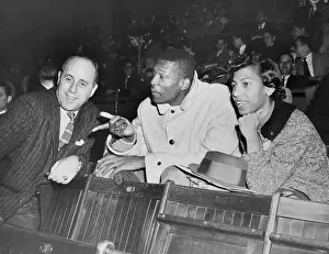 Bill Russell Prints: Celtic Manager Red Auerbach with Bill and Rose Russell
