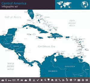 Images Dated 26th August 2017: Central America - Infographic map - illustration