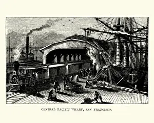 Harbour Prints: Central Pacific Wharf, San Francisco, 19th Century
