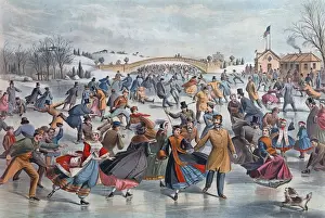 Engravings Prints: Central-Park, Winter; The Skating Pond