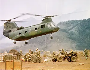 Jeep Prints: CH-46 Helicopter Picking up Supplies