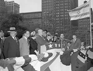 Stars And Stripes Prints: Chaim Weizmann Speaking at an Israeli Independence Day Rally