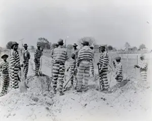 Punishment Prints: Chain Gang In Stripes Building Road