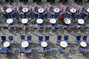 Croatia Collection: Chairs and tables at urban cafe