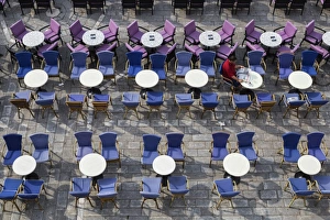 Croatia Collection: Chairs and tables at urban cafe