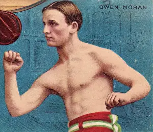 Champion boxer Owen Moran, Mecca Cigarettes, collectible tobacco card, 1910