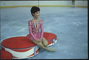 Champion Skater Tiffany Chin Reclining on the Ice