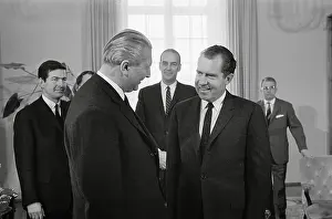 Chancellor Kurt George Kiesinger Conversing with Richard Nixon