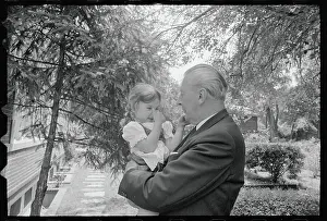 Chancellor Kurt George Kiesinger with Granddaughter Holding Nose
