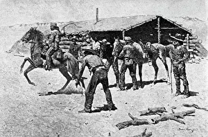 Mount Prints: Changing Mounts At Pony Express Station by Frederick Remington