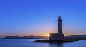 Images Dated 22nd June 2014: Chania lighthouse at sunrise, harbour, Chania, Crete, Greece