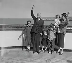 Oona Oneill Prints: Chaplin Family on Deck of Queen Elizabeth
